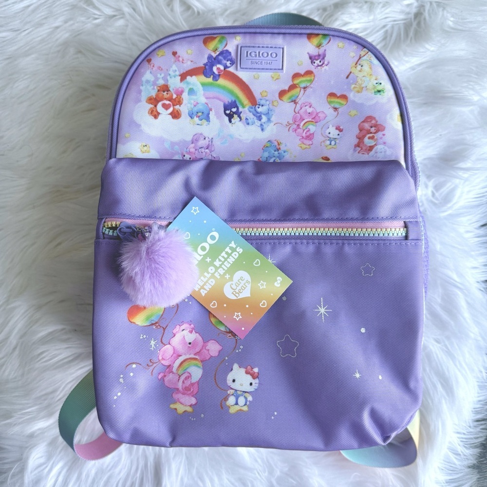 NEW! Purple Hello Kitty x Care Bears Insulated Igloo Cooler Backpack Bag Picnic
